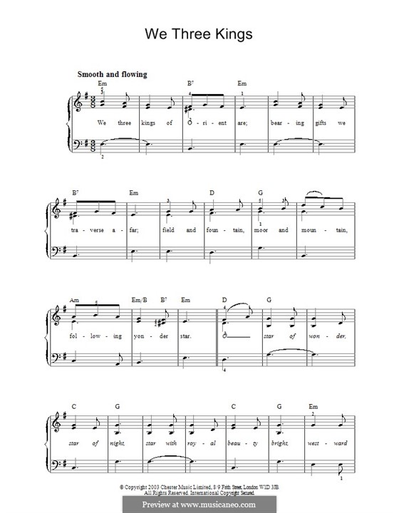 Piano version: Easy notes by John H. Hopkins Jr.