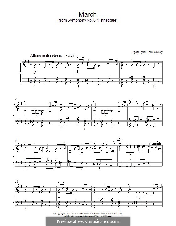 Movement III: Arrangement for piano (Fragment) by Pyotr Tchaikovsky