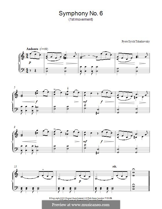 Movement I: Arrangement for piano (Fragment) by Pyotr Tchaikovsky