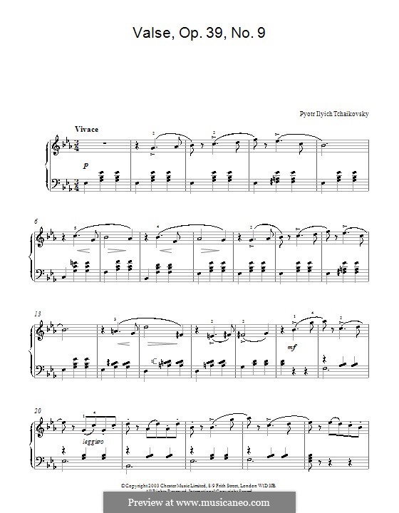 No.8 Waltz: For piano by Pyotr Tchaikovsky