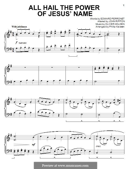 All Hail the Power of Jesus' Name: For piano (high quality sheet music) by Oliver Holden