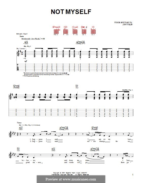Not Myself: For guitar (very easy version) by John Mayer