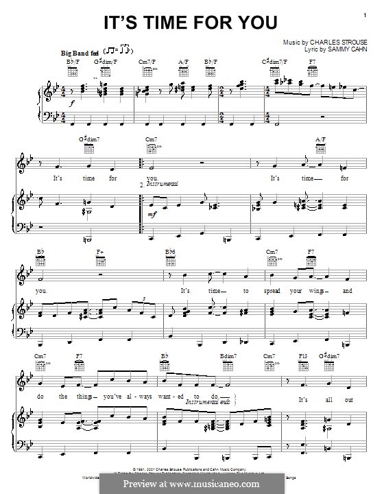It's Time for You: For voice and piano (or guitar) by Charles Strouse