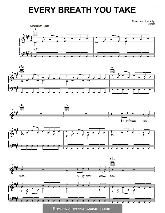 Every breath you take стинг. Sting every breath ноты. стинг ноты для фортепиано. Sting every breath you take ноты пианино. Sting every breath.