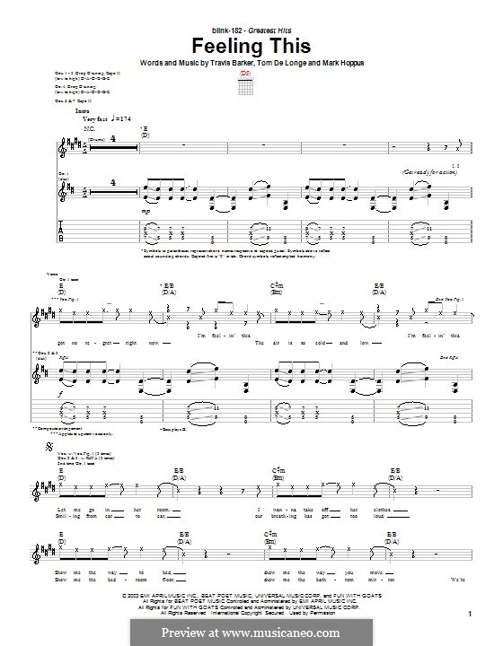 Feeling This (Blink-182): For guitar by Mark Hoppus, Tom DeLonge, Travis Barker