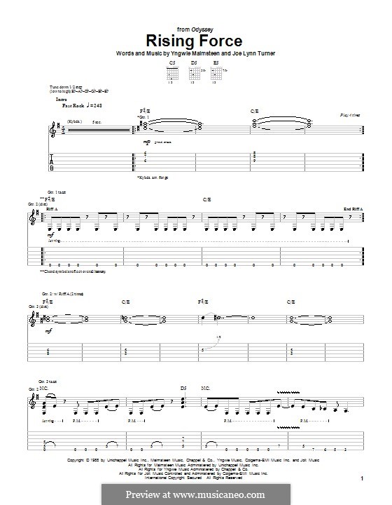 Rising Force: For guitar with tab by Joe Lynn Turner