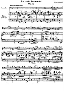 Andante Sostenuto for Violoncello and Piano, Op.51: Andante Sostenuto for Violoncello and Piano by Julius Klengel