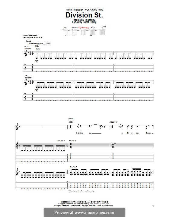 Division St. (Thursday): For guitar with tab by Geoff Rickly