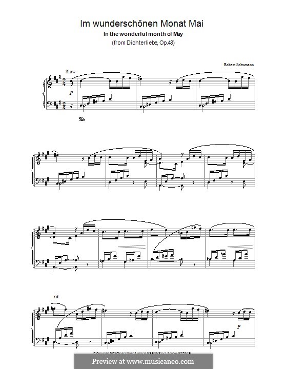 No.1 In Beautiful May: For piano by Robert Schumann