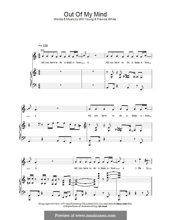 Out of My Mind: For voice and piano (or guitar) by Eg White