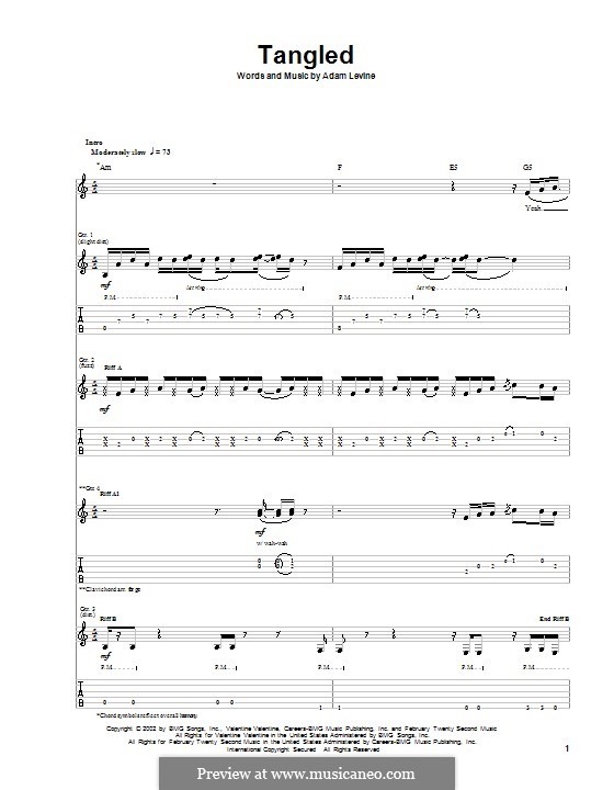Tangled (Maroon 5): For guitar with tab by Adam Levine