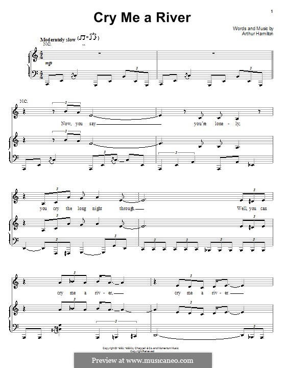 Cry Me a River: For voice and piano or guitar (Barbra Streisand) by Arthur Hamilton