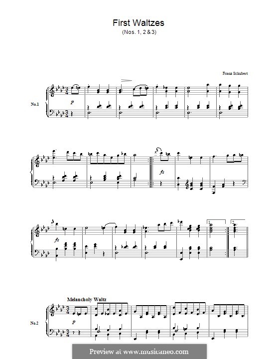Eighteen Waltzes for Piano, Op.9a: Waltzes No.1-3 by Franz Schubert