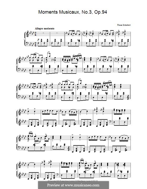 Six Musical Moments, D.780 Op.94: Musical moment No.3, high quality sheet music by Franz Schubert
