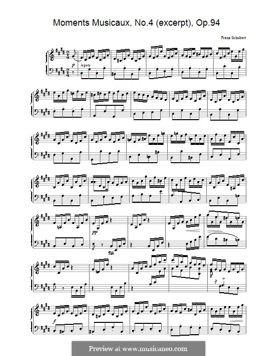 Six Musical Moments, D.780 Op.94: Musical moment No.4 (excerpt) by Franz Schubert