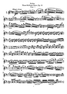Three Brilliant Duos for Two Flutes, Op.81: Parts by Friedrich Kuhlau