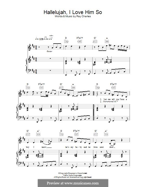 Hallelujah I Love Her So by R. Charles sheet music on MusicaNeo Hallelujah I Love Her So by R. Charles sheet music on MusicaNeo