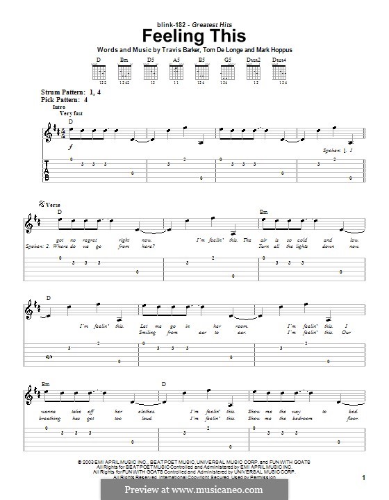 Feeling This (Blink-182): For easy guitar by Mark Hoppus, Tom DeLonge, Travis Barker