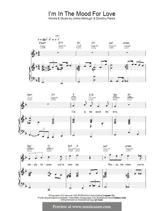 I M In The Mood For Love By J Mchugh D Fields Sheet Music On Musicaneo