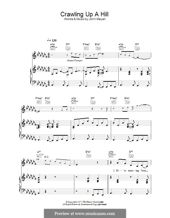 Crawling Up a Hill: For voice and piano (or guitar) by John Mayall