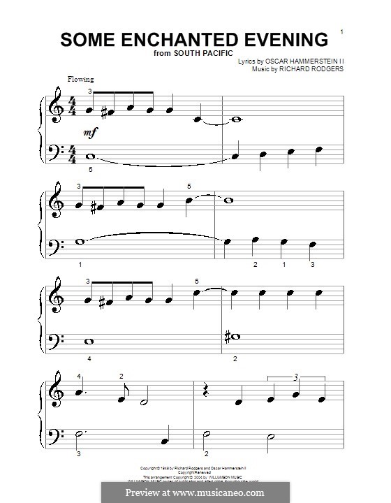 Some Enchanted Evening (from South Pacific): For piano (very easy version) by Richard Rodgers