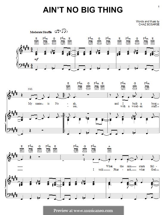 Ain't No Big Thing: For voice and piano (or guitar) by Chaz Bosarge