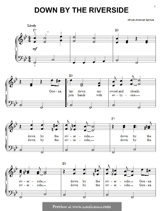 Down By the Riverside: For easy piano by folklore