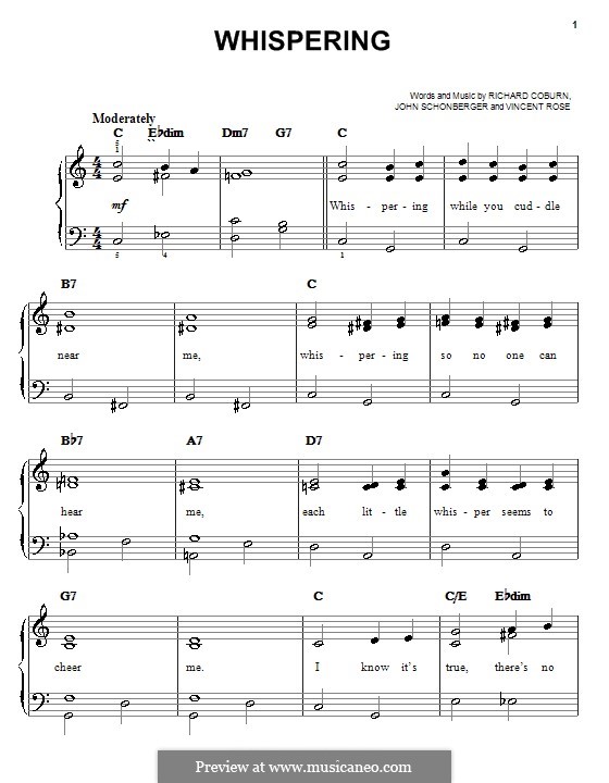 whispering benny goodman by j schonberger r coburn v rose on whispering sheet music