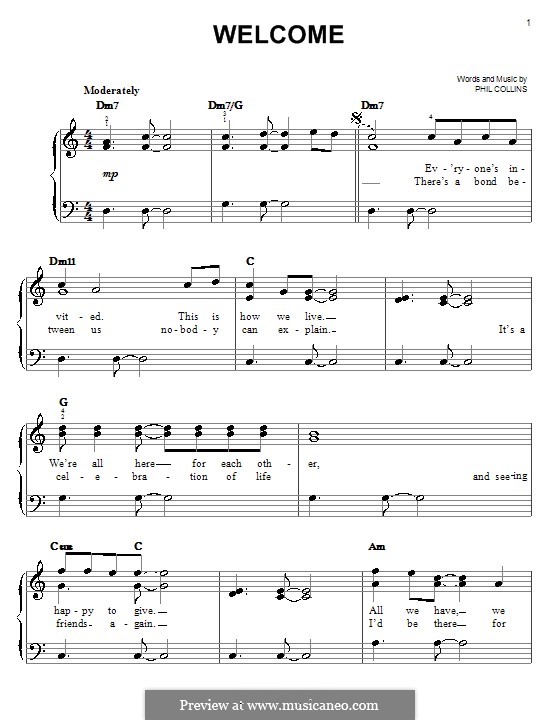 welcome from walt disneys brother bear by p collins on musicaneo easy disney piano sheet music