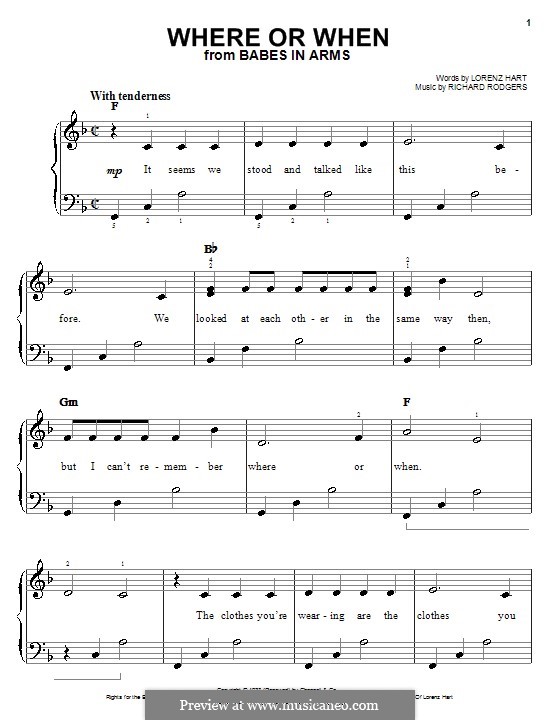 Where Or When (from Babes In Arms): For easy piano by Richard Rodgers