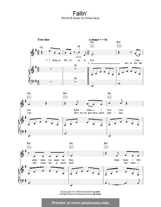 Fallin' by Alicia Keys - sheet music on MusicaNeo