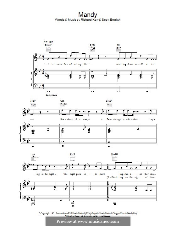 Mandy: For voice and piano or guitar (Westlife) by Richard Kerr, Scott English