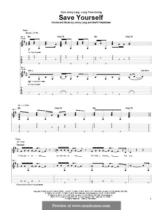 Save Yourself (Jonny Lang): For guitar with tab by Martin Frederiksen