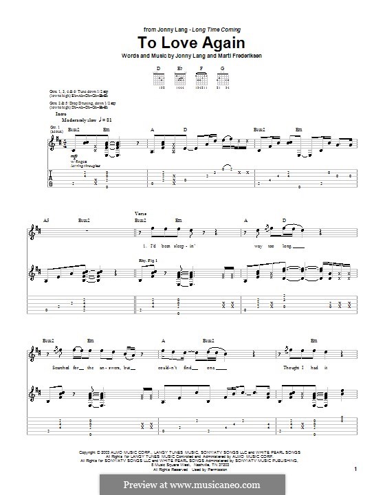 To Love Again (Jonny Lang) by M. Frederiksen - sheet music on MusicaNeo