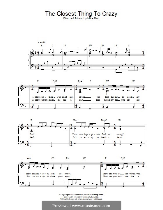 Katie Melua The Closest Thing To Crazy Sheet Music (Easy Piano