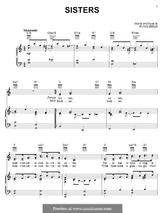 Sisters (from White Christmas): For voice and piano (or guitar) by Irving Berlin