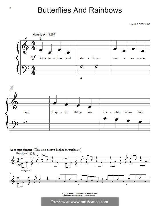 Butterflies and Rainbows: For piano by Jennifer Linn