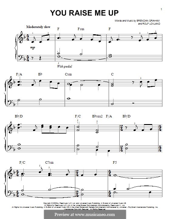 You Raise Me Up Guitar Tab by Josh Groban (Guitar Tab – 82965) You Raise Me Up, for Piano by B. Graham, R. Løvland on ...