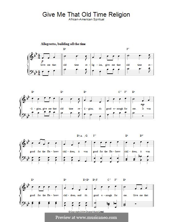 Give Me That Old Time Religion - Easy Guitar Sheet Music and Tab with  Chords and Lyrics