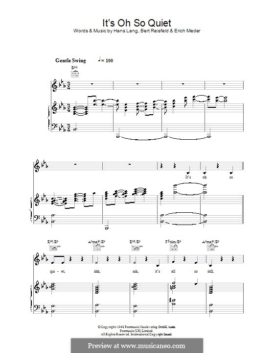 It's Oh So Quiet: For voice and piano or guitar (Lisa Ekdahl) by Bert Reisfeld, Erich Meder, Hans Lang