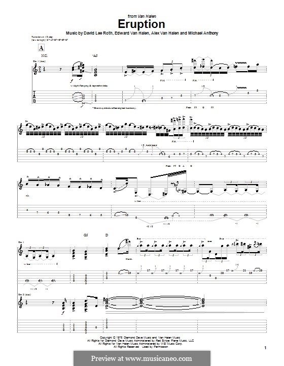 Eruption (Van Halen): For guitar with tab by Alex Van Halen, David Lee Roth, Edward Van Halen, Michael Anthony