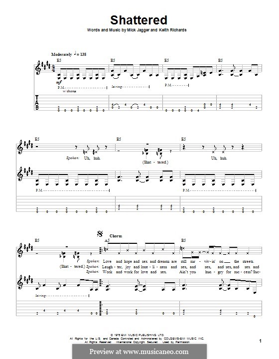 Shattered (The Rolling Stones): For guitar with tab by Keith Richards, Mick Jagger