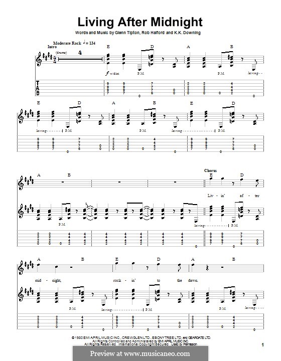 Living After Midnight (Judas Priest): For guitar with tab by Glenn Tipton, K. K. Downing, Robert Halford