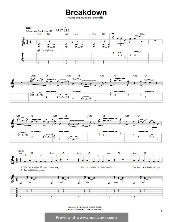 Breakdown by T. Petty sheet music on MusicaNeo