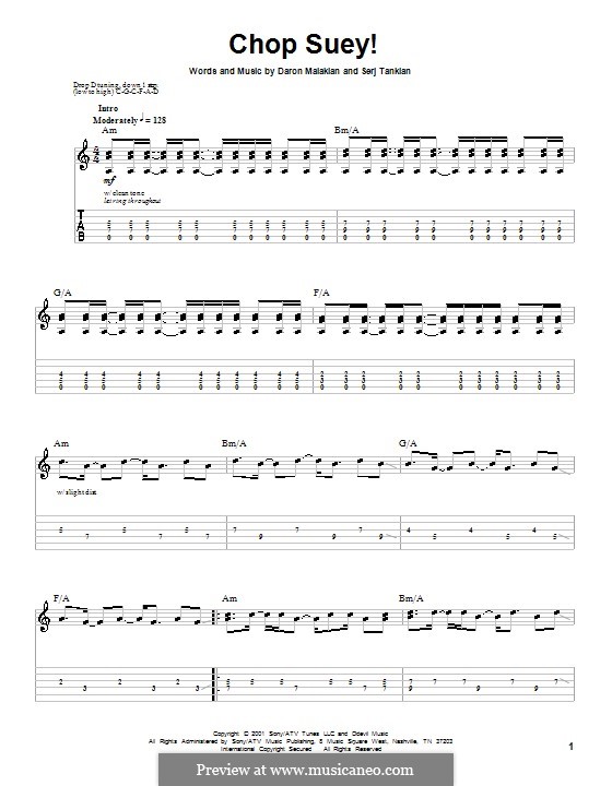 Chop Suey! (System of a Down): For guitar with tab by Daron Malakian, Serj Tankian