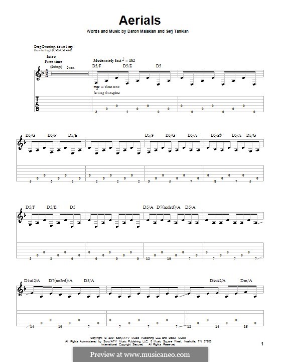 Aerials (System of a Down): For guitar with tab by Daron Malakian, Serj Tankian