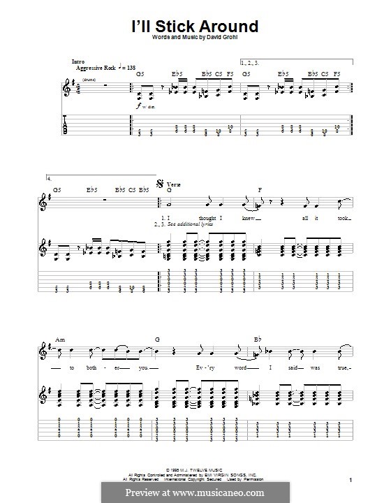 I'll Stick Around (Foo Fighters): For guitar with tab by David Grohl