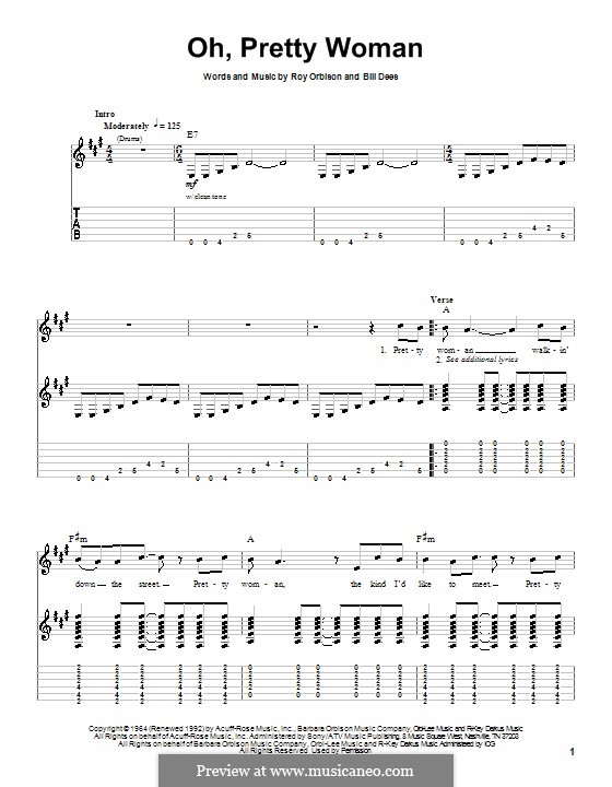 Oh, Pretty Woman: For guitar with tab by Bill Dees, Roy Orbison