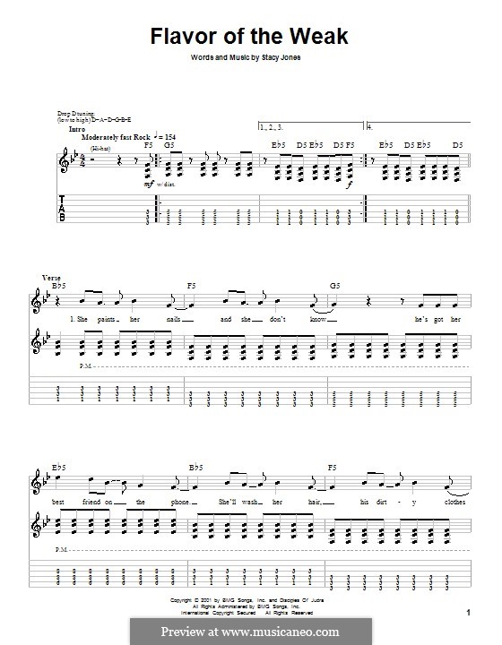 Flavor of the Weak (American Hi-Fi): For guitar with tab by Stacy Jones