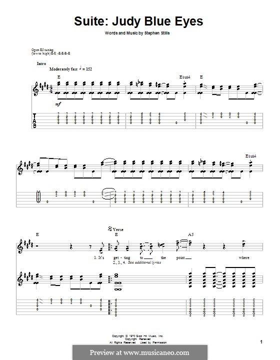 Judy Blue Eyes (Suite): For guitar with tab by Stephen Stills